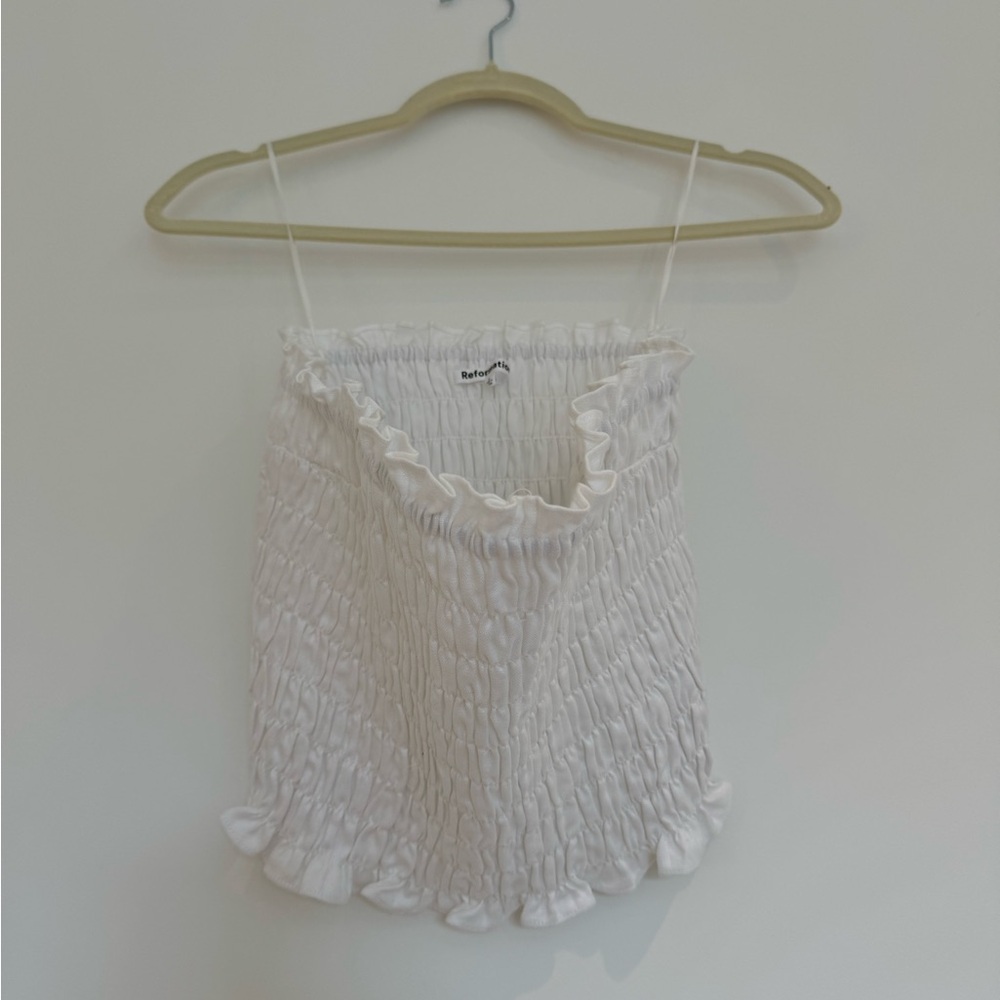 Reformation white Lena Linen tube top size large